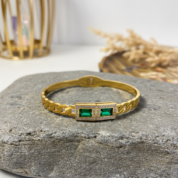 EMERALD INTERTWINED GOLD-TONED BRACELET