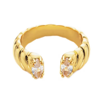 GLIDED CRESCENT RING