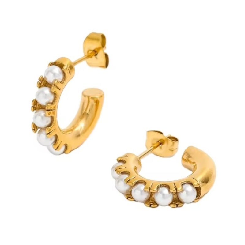 PEARL STUDDED HOOPS