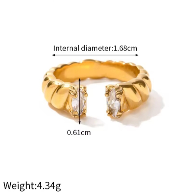 GLIDED CRESCENT RING