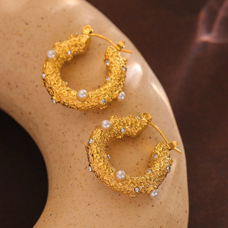 GLIDED TEXTURED HOOPS