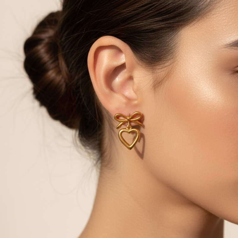 GOLDEN BOW AND HEART DROPS