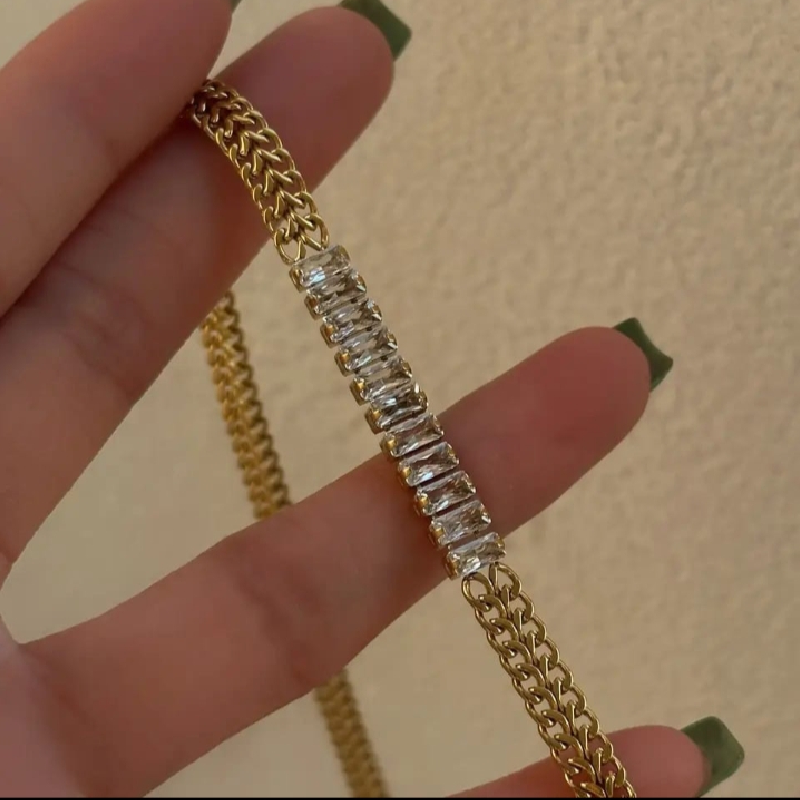 DUAL-CHAIN BAGUETTE BRACELET